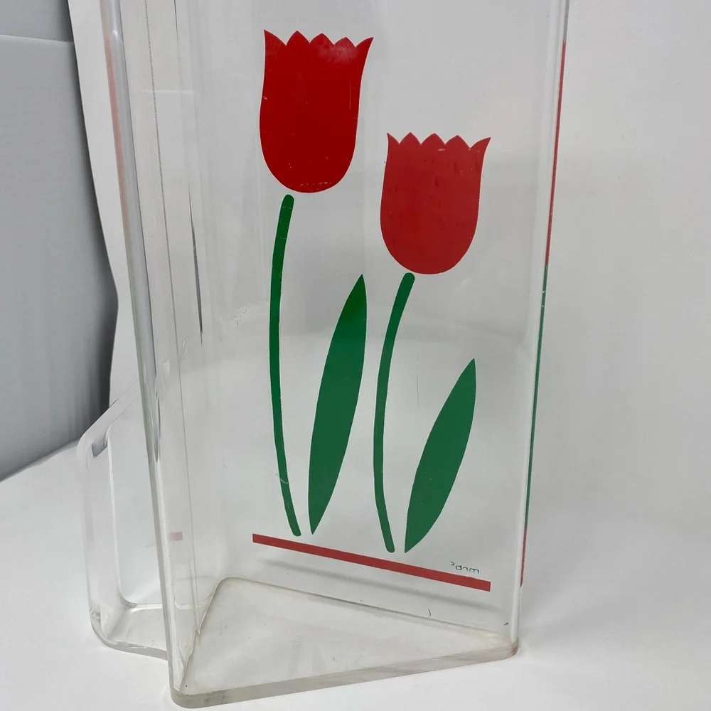 Vintage Tulips pitcher lucite 80’s cottagecore